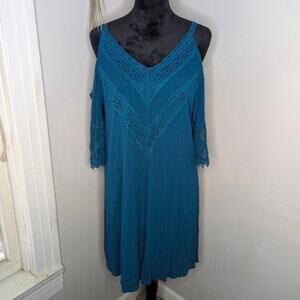 Teal/blue off shoulder dress